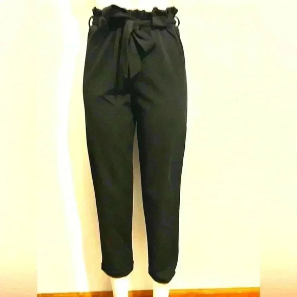 Derek Heart women’s size L precious high waisted black pants with bow, classy - Picture 1 of 5